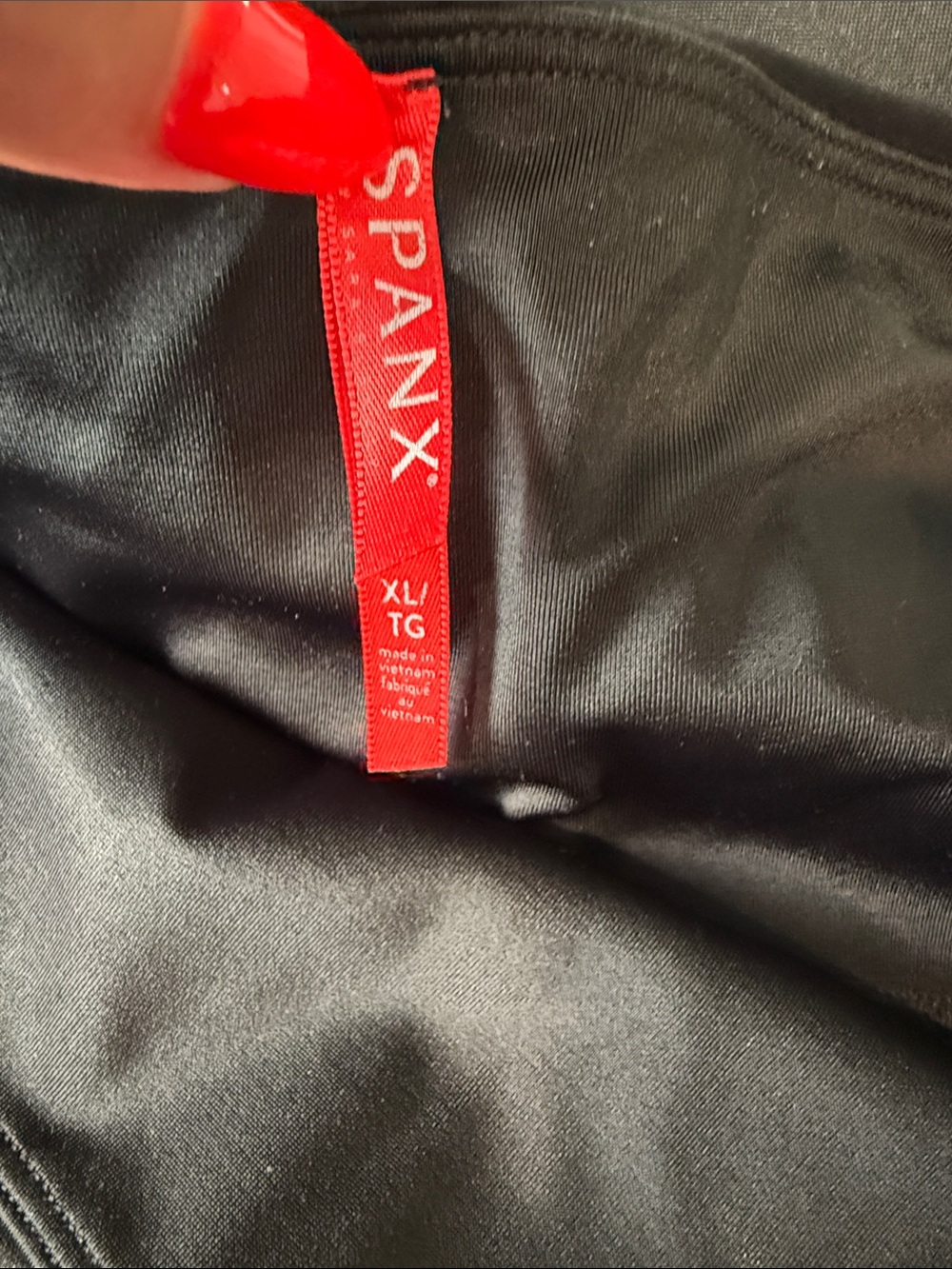 SPANX Black Faux Leather Leggings with Side Stripe - Picture 3 of 3
